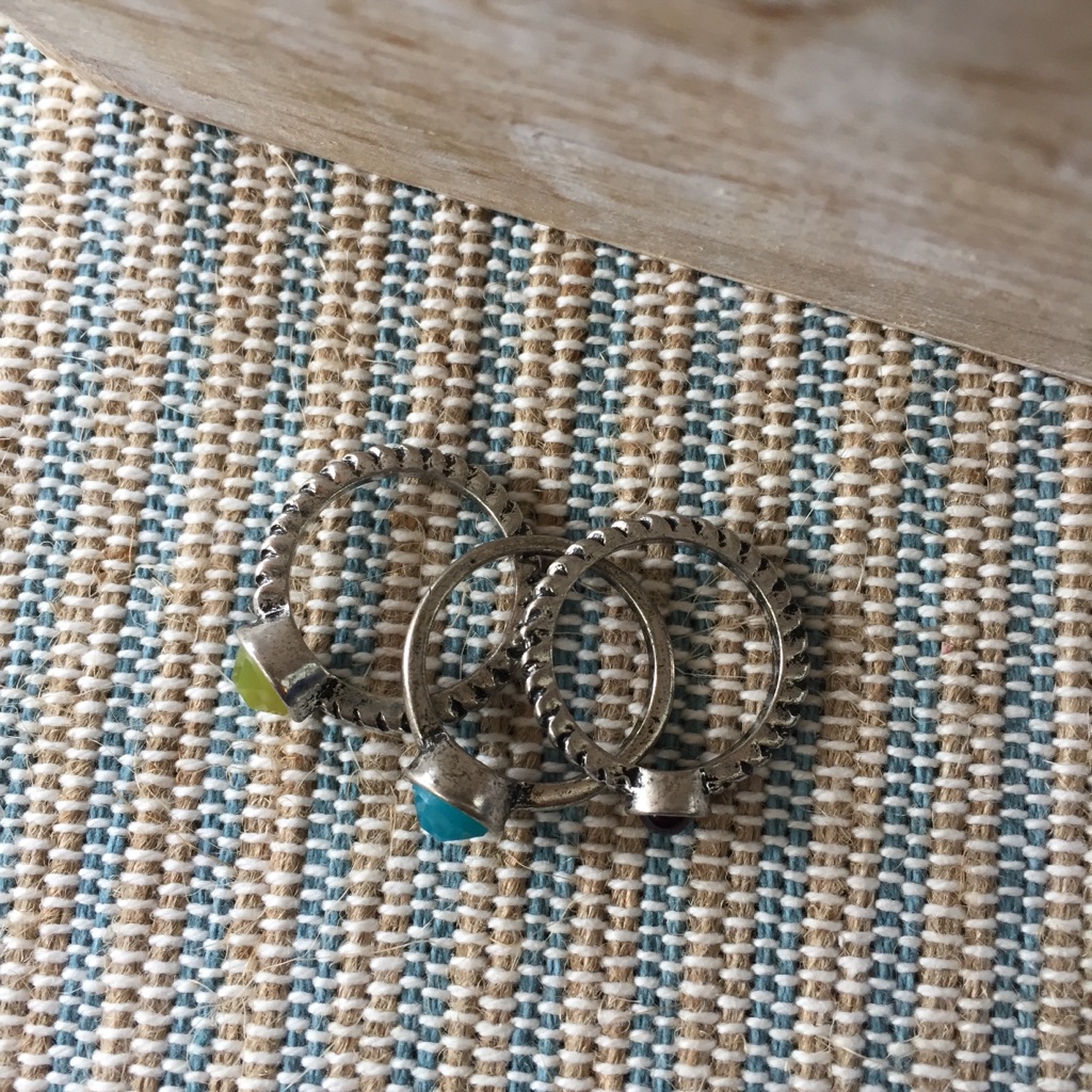 Silver Tone, Stackable, Three Ring Set